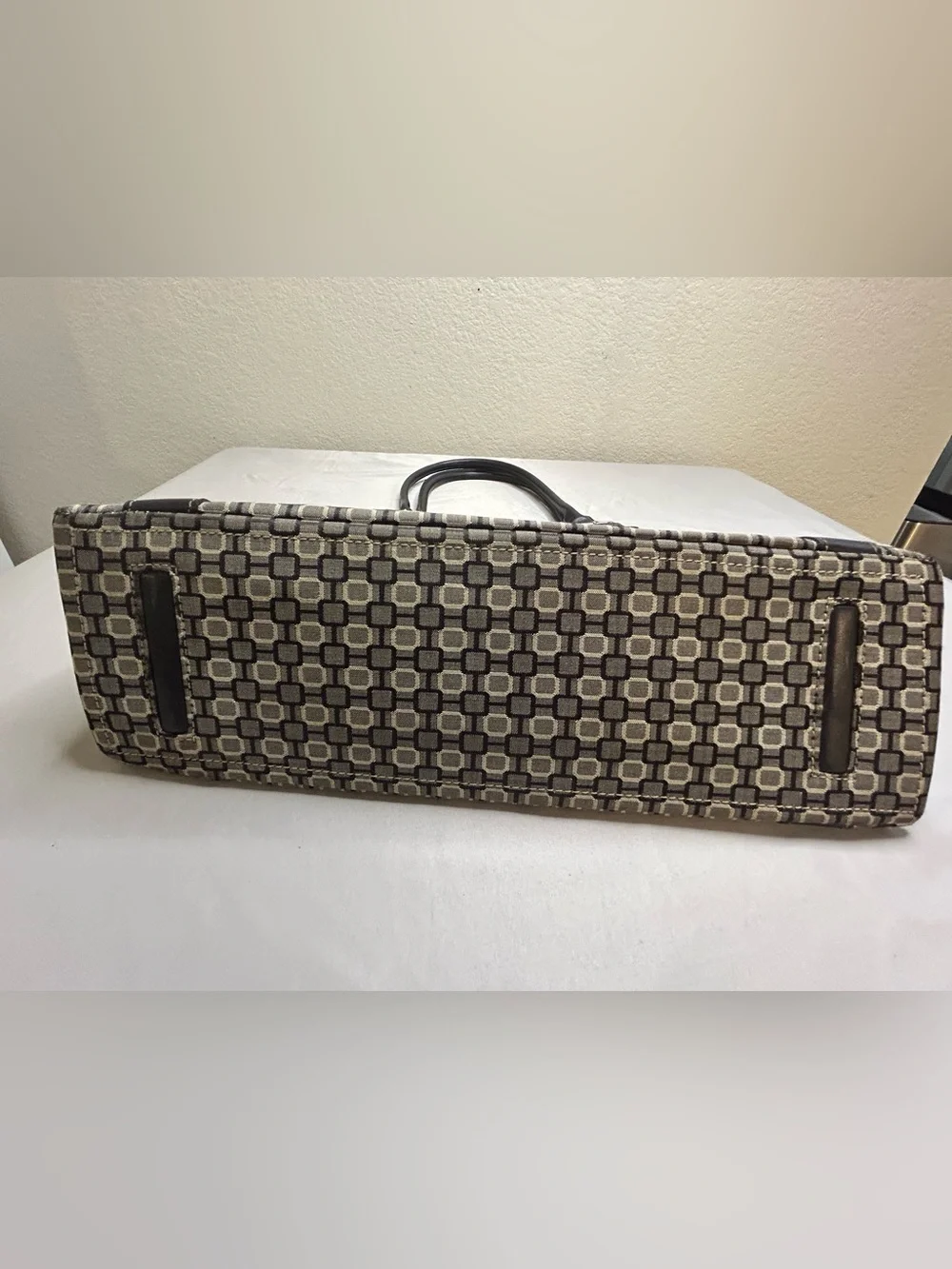 Nine West Black & Gray Geometric Laptop Tote Red inside